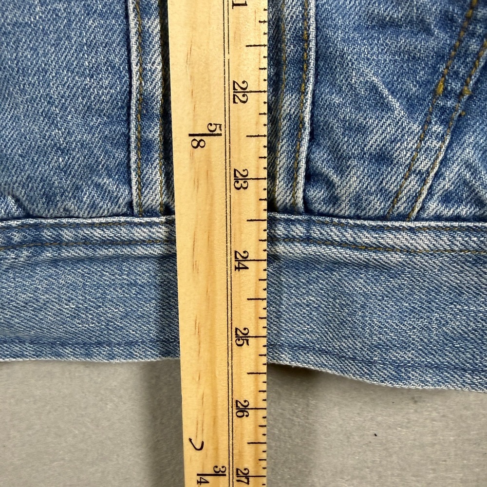 Vintage 90s GAP Denim Jacket Mens L Blue Tan Quilted Lined Two Tone Sleeve Y2K - Picture 6 of 9